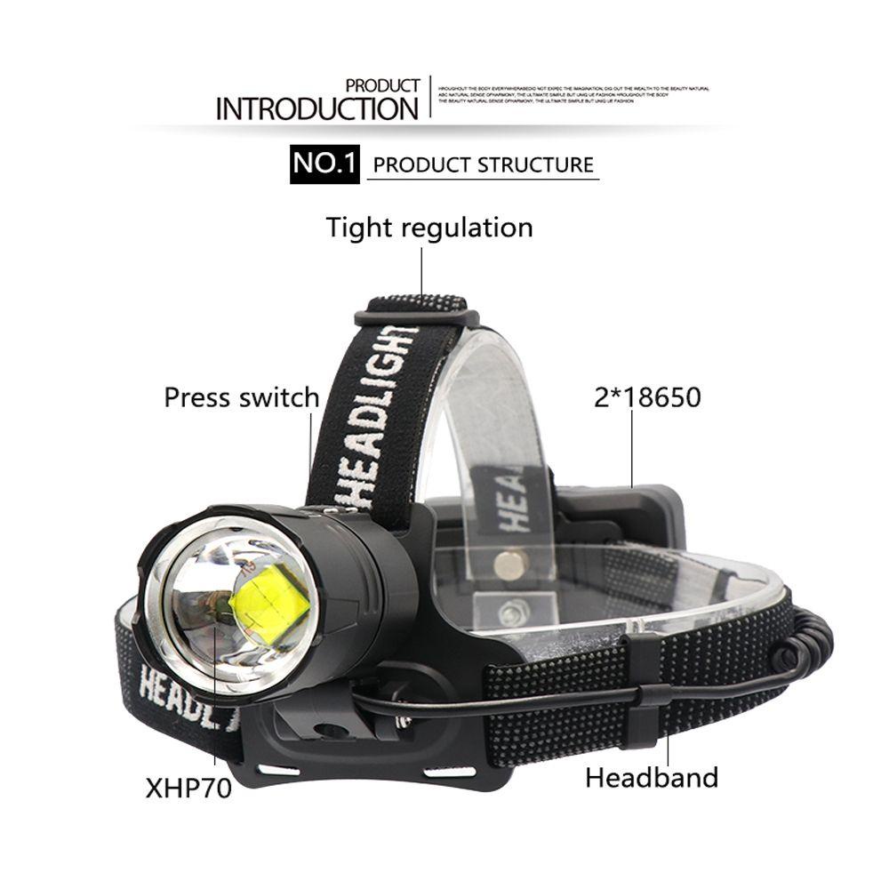 Đèn Pin Đeo Trán XHP70 Có Thể Zoom In / Out Tiện Dụng Khi Đi Cắm Trại
