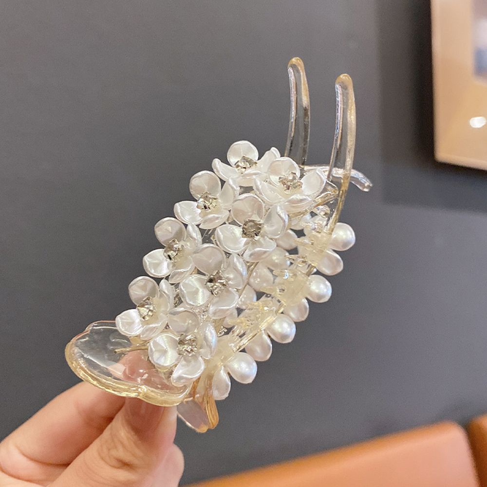Kẹp Tóc Acrylic Trong Suốt Đính Ngọc Trai Thời Trang Hàn Quốc Cho Nữ