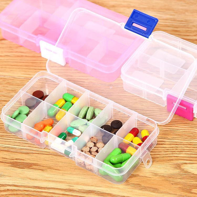 Hộp đựng đồ 10 ngăn trong suốt, hộp đựng thuốc, trang sức chia ngăn tiện lợi - Vrg1253