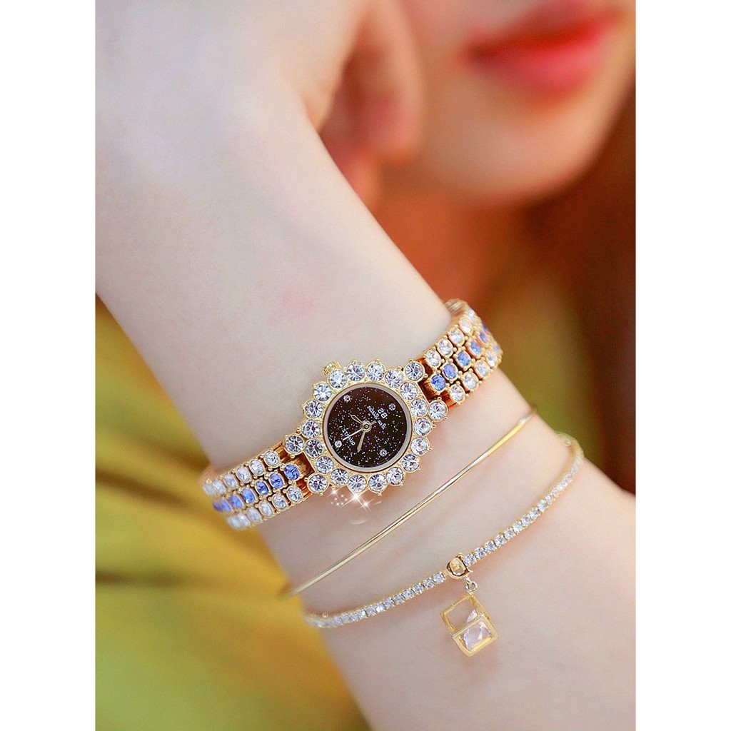 Đồng hồ nữ dây kim loại, đồng hồ nữ đính đá BEE SISTER chính hãng, siêu đẹp, sáng lấp lánh, giá cực rẻ