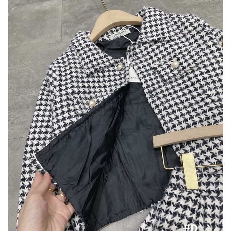 Set Dạ Kẻ Ziczac Chân Váy Xếp Li, Áo Dạ Cúc Ngọc Mix Chân Váy Dạ Quảng Châu, Set đồ xinh Hàn Quốc | BigBuy360 - bigbuy360.vn