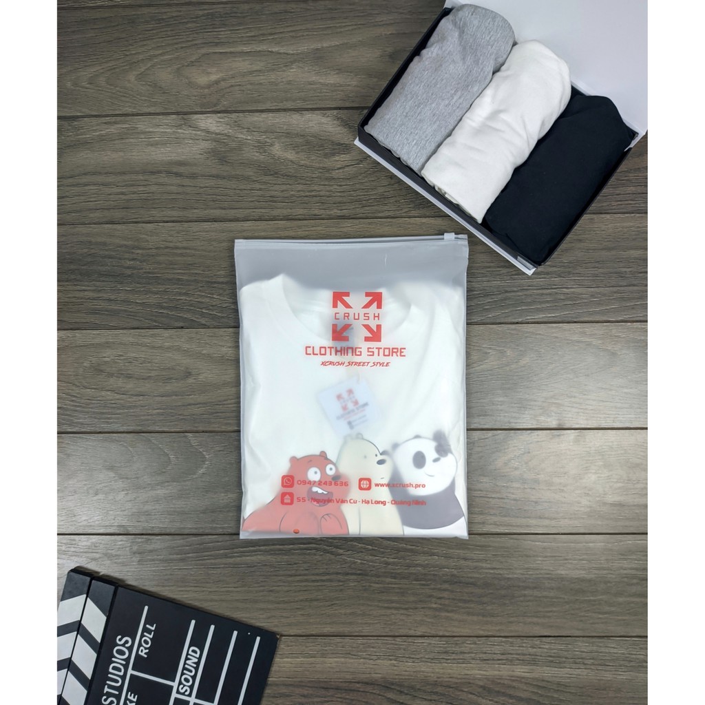 Áo thun hoạt hình 3 con gấu (we are bears)  form suông rộng kiểu dáng street style 3 màu đen, trắng, ghi