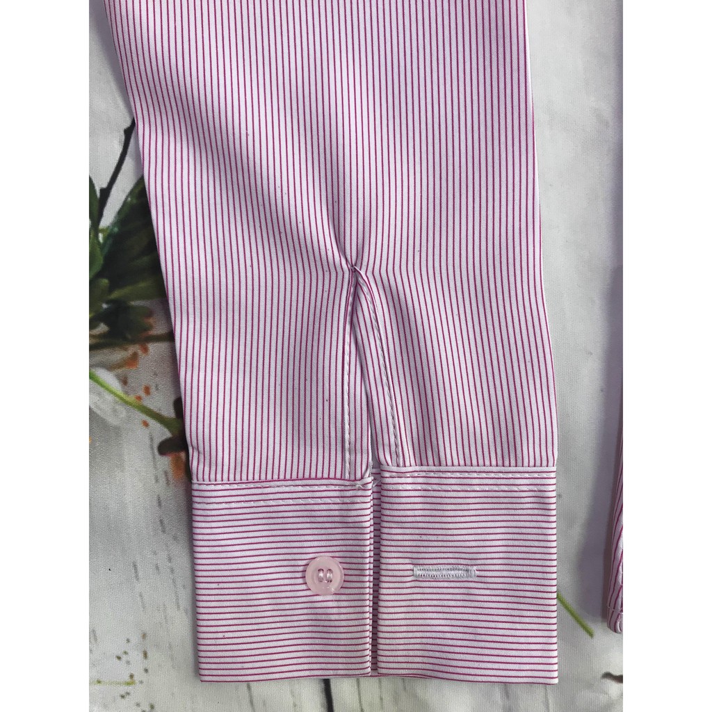 Áo sơ mi nữ kẻ sọc hồng tay dài cao cấp vải lụa ASKH206 | BigBuy360 - bigbuy360.vn