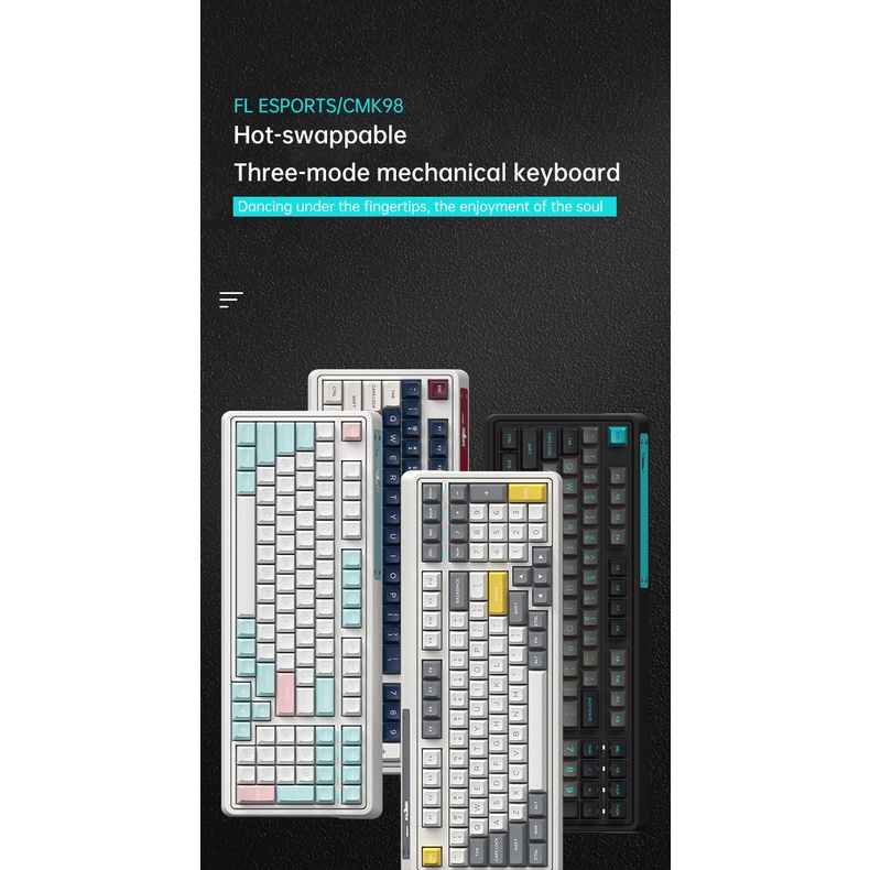 Bàn phím cơ FL-Esports CMK98 SAM Tropical Forest RGB/ Hotswap/ Bluetooth/ Wireless 2.4Ghz/ Type C