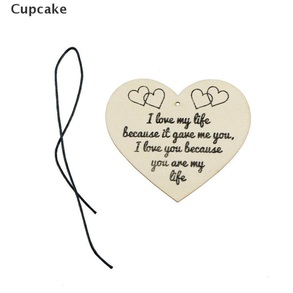 Cupcake i love my life diy wooden heart plaque wine tags hanging signs decor VN