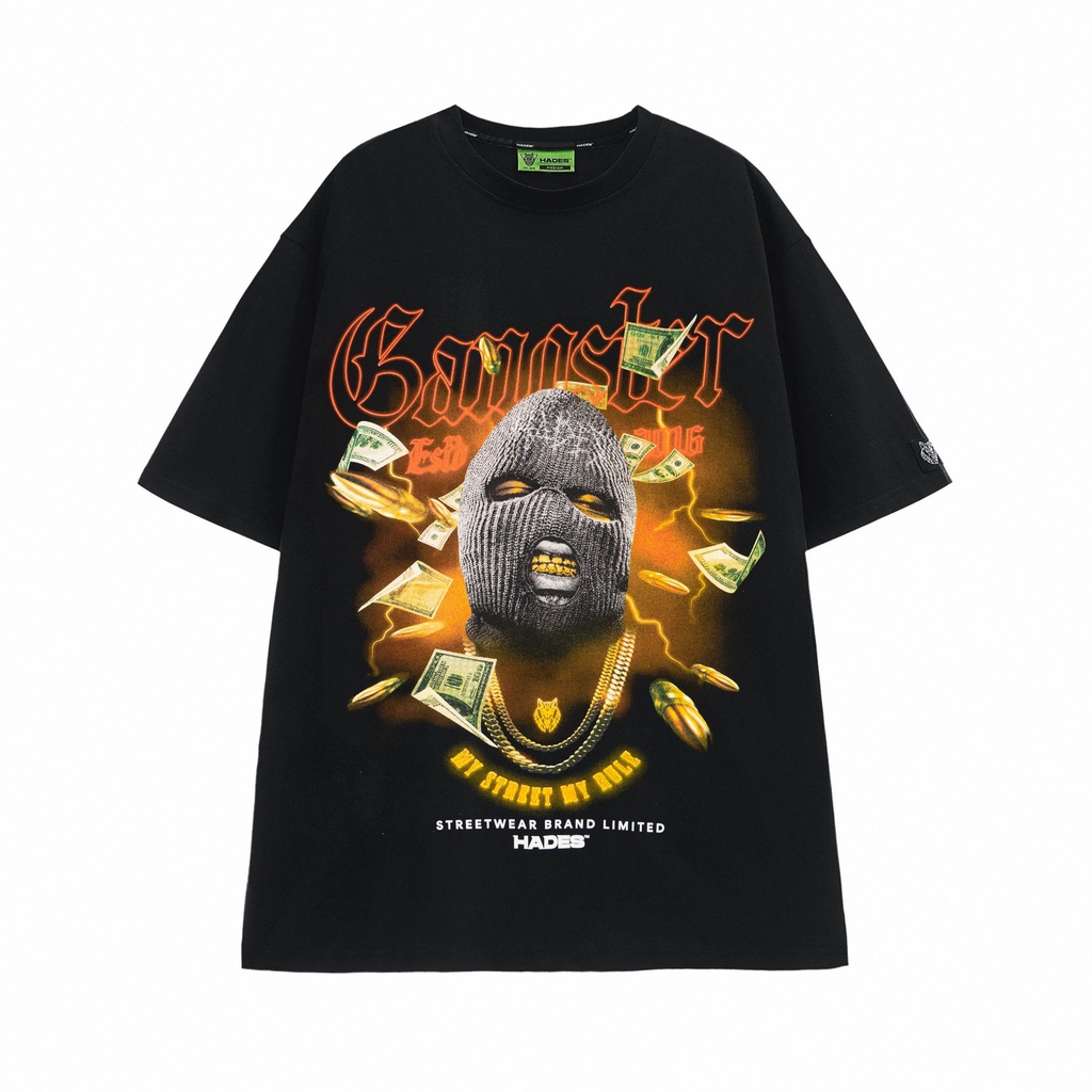 Áo Thun Tay Lỡ Unisex GANGSTA 100% Cotton - HADES Brand Chính Hãng