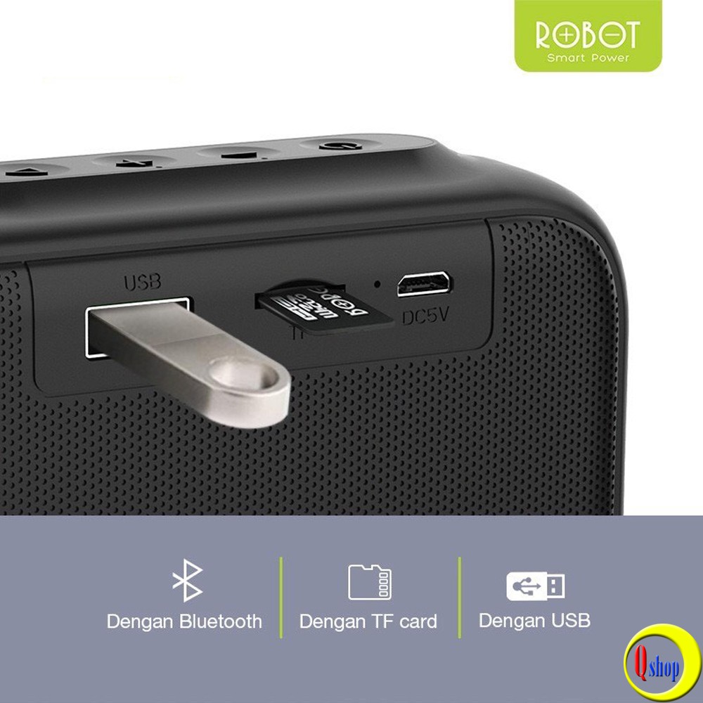 Loa Bluetooth Mini 5.0 ROBOT RB100 Hỗ trợ thẻ Micro SD & USB - BẢO HÀNH 1 ĐỔI 1 CHÍNH HÃNG