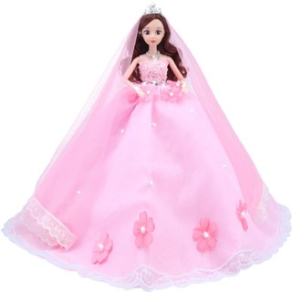 Búp Bê Cô Dâu 3D Váy Hồng Xinh Xắn + Tặng Phụ Kiện 8 Món