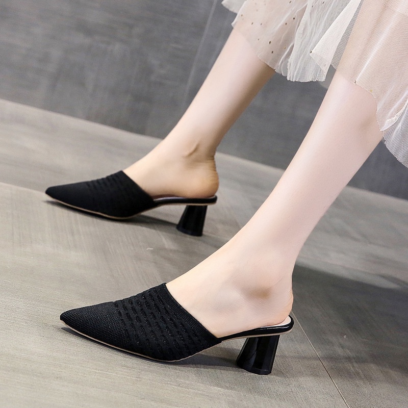 Giày Cao Gót Sandal Nữ Xăng đan 6cm Mũi Nhọn Thời Trang Mùa Hè