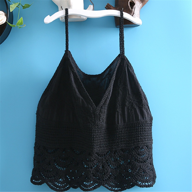 Áo Croptop Hai Dây Cổ Chữ V Phối Ren Dễ Thương Thời Trang Mùa Hè Cho Bạn Gái
