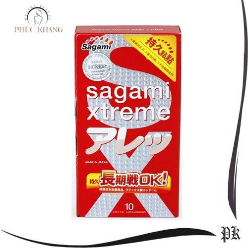 Bao cao su Sagami Xtreme Feel Long siêu mỏng, gân, gai, kéo dài thời gian quan hệ hộp 10 chiếc