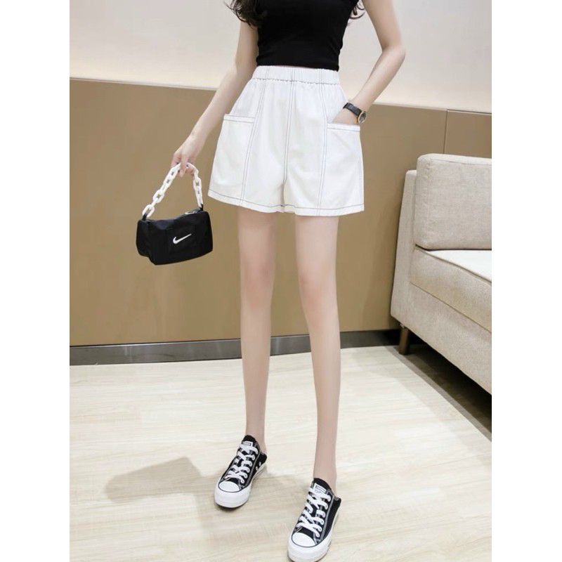 Quần short kaki chỉ nỗi hàng y hình ( free size từ 42-55kg)