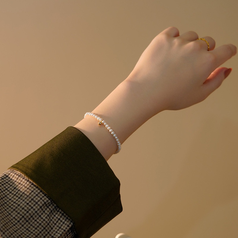 Vòng Tay Đính Hạt Ngọc Trai Phong Cách Hong Kong Cổ Điển Thời Trang Mới Cho Nữ