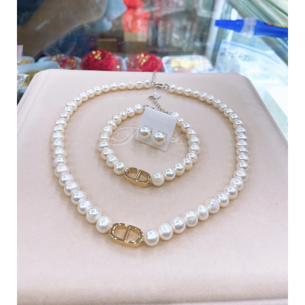 Bộ trai thiên nhiên nước ngọt Dio bạc mạ vàng cao cấp Minh Tâm Jewelry