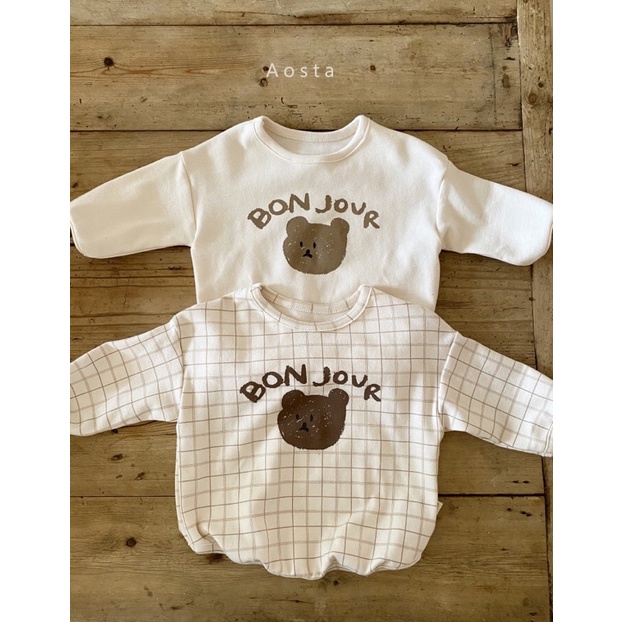 Áo gấu cotton cao cấp cho bé Áo chất cotton dày dặn Áo Tiệm bé Sữa