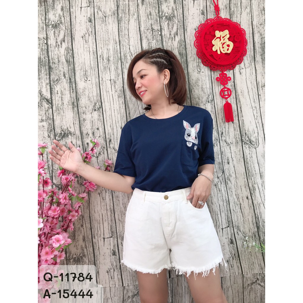 11784 - Trắng - 2x,3X,4x,5x Quần BIG SIZE kiểu quần short lai trước ngắn sau dài rách laI