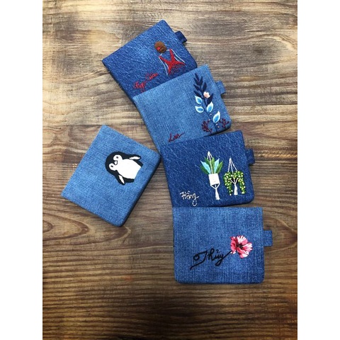 VÍ THÊU TAY denim nhiều mẫu xinh lắm nha, kích thước 10x12cm