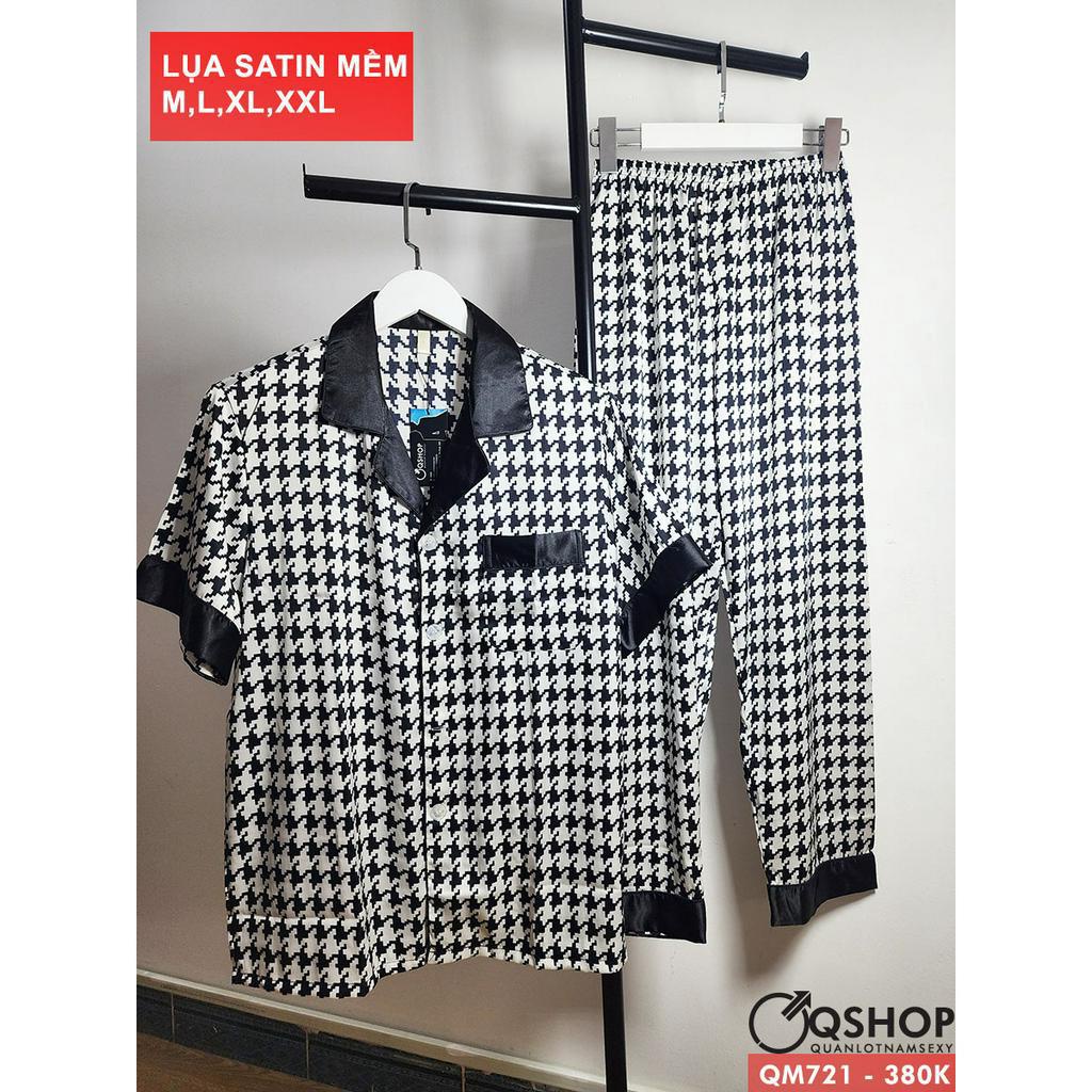 Bộ đồ pijama nam quần dài, tay ngắn lụa satin mềm mịn QSHOP QM721