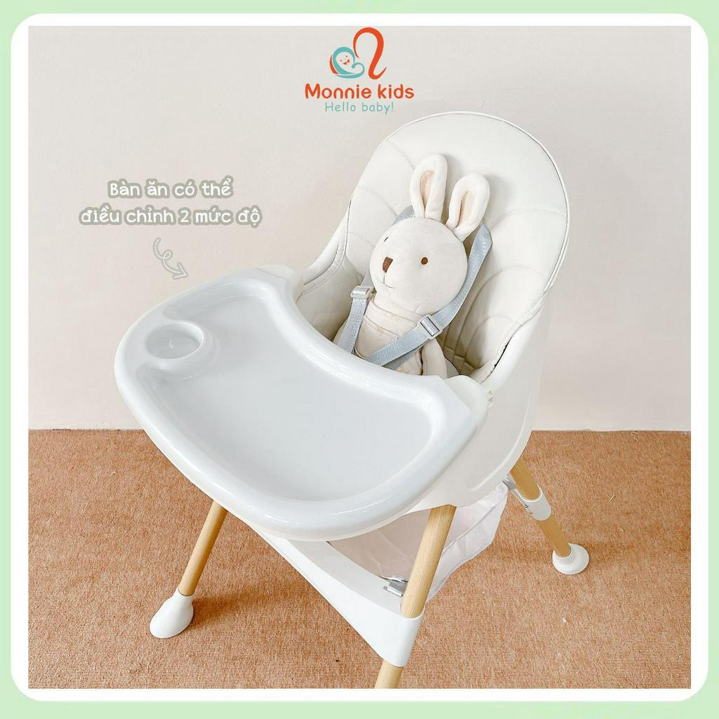 Ghế ăn dặm có nấc điều chỉnh MonMon Cream 6M+, bàn ăn dặm tùy chỉnh cho bé - Monnie Kids