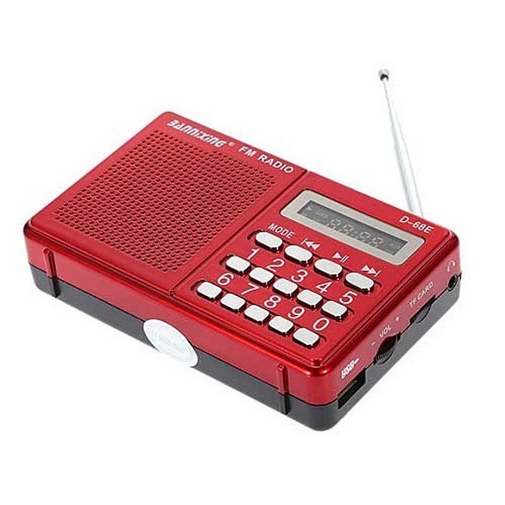 Đài FM Radio Bannixing D-68E kiêm máy nghe nhạc có cổng cắm USB và thẻ nhớ, tặng kèm pin 5C cùng dây sạc