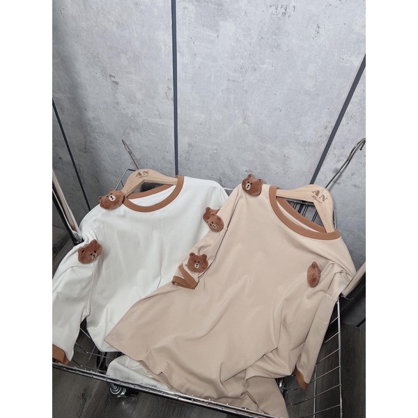 Set áo cotton gấu đính quần suông gân hàng loại 1 Z7