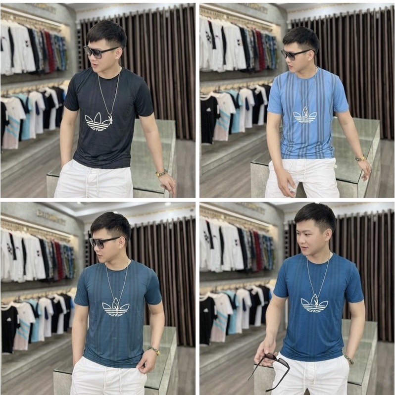 Áo thun thời trang thể thao cotton co dãn có hoạ tiết, Áo phông cổ tròn phong cách nam tính btshop từ 45 đến 75 kg