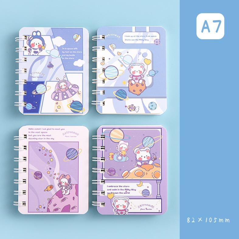 Sổ tay mini KOLANO sổ còng ghi chú A7 họa tiết cute dễ thương nhiều màu SN-001375