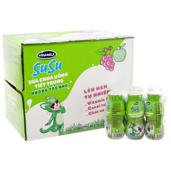 Thùng 48 Chai Sữa Chua Uống Susu IQ Hương Táo Nho 80ml - HSD Luôn Mới