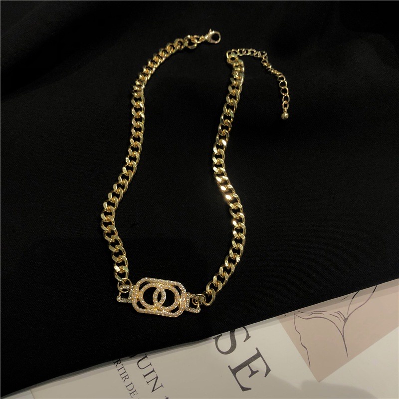 [Bao Đẹp Y Hình] Dây Chuyền Vòng Cổ Hợp Kim Dạng Xích Mặt Đính Đá Siêu Đẹp Mainia Shop