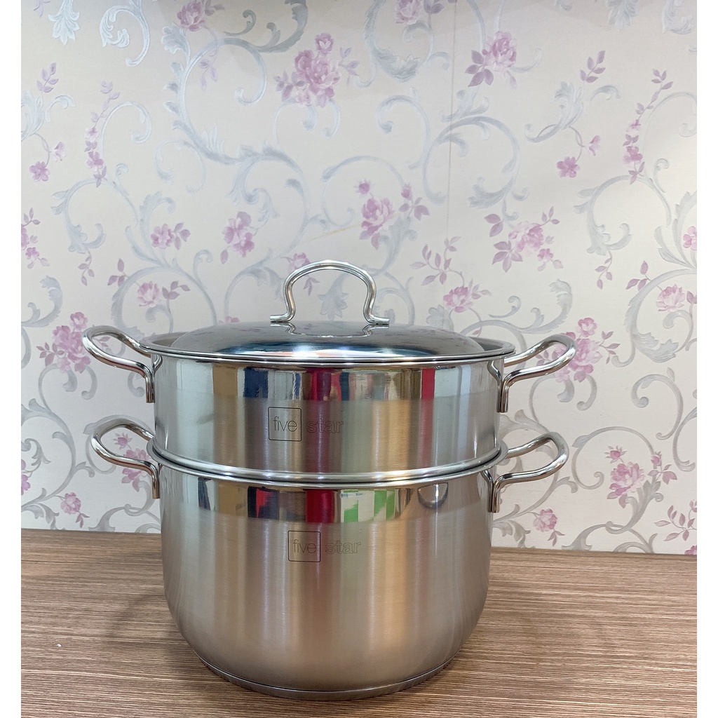 Bộ nồi xửng hấp 3 đáy từ inox 430 FiveStar Standard nắp inox tặng 1 muỗng canh (24cm /26cm / 28cm /30cm /32cm)