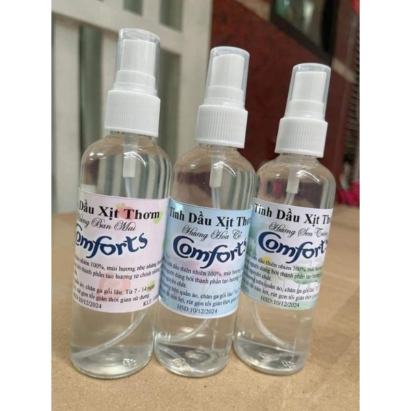 Tinh Dầu Xịt Thơm Quần Áo comfort 100ml, có 3 mùi hương thu hút.