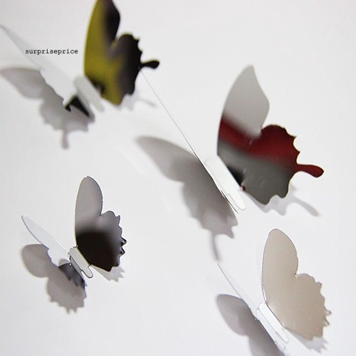 Set 12 Miếng Dán Tường Hình Bướm 3d Xinh Xắn