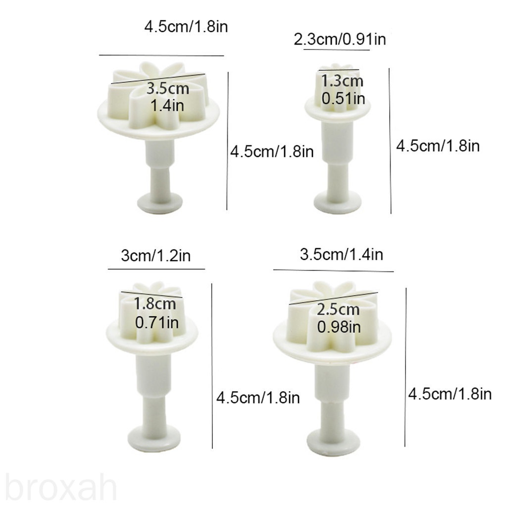 Set 4 Khuôn Nhấn Tạo Họa Tiết Trang Trí Bánh