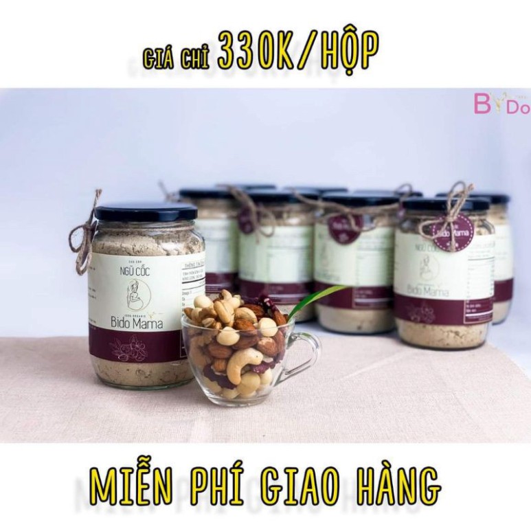 [CHÍNH HÃNG]Bột Ngũ Cốc Bà Bầu Cao Cấp Bido Mama mẹ giảm nôn nghén, bé tăng cân đều, thơm ngon bổ dưỡng