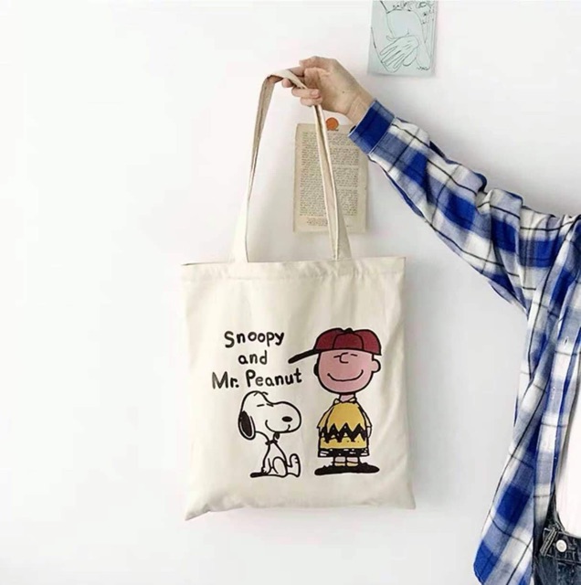 [Túi tote] Túi vải Snoopy cún và người DTR0719