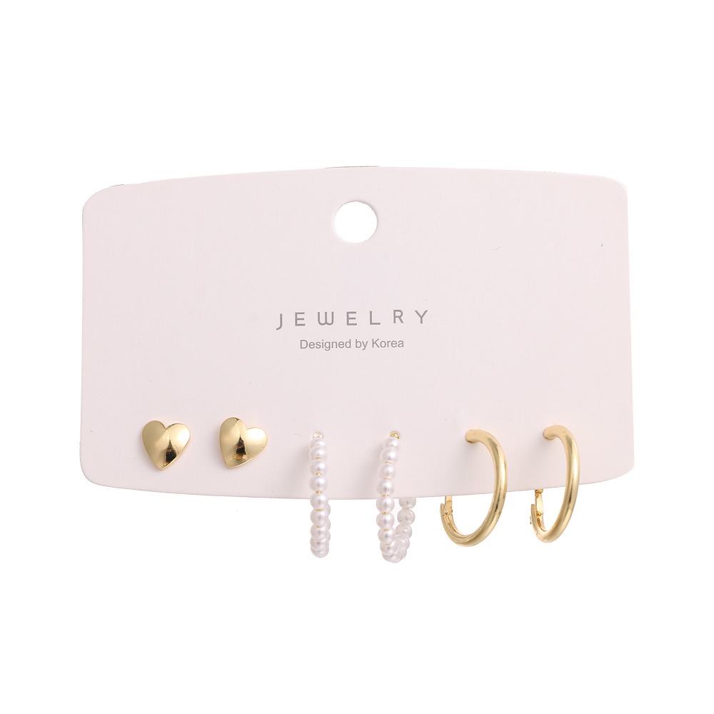 Set 6 Đôi Khuyên Tai Hình Tròn/Trái Tim Nhỏ Xinh Đơn Giản Phong Cách Hàn Quốc Cho Nữ