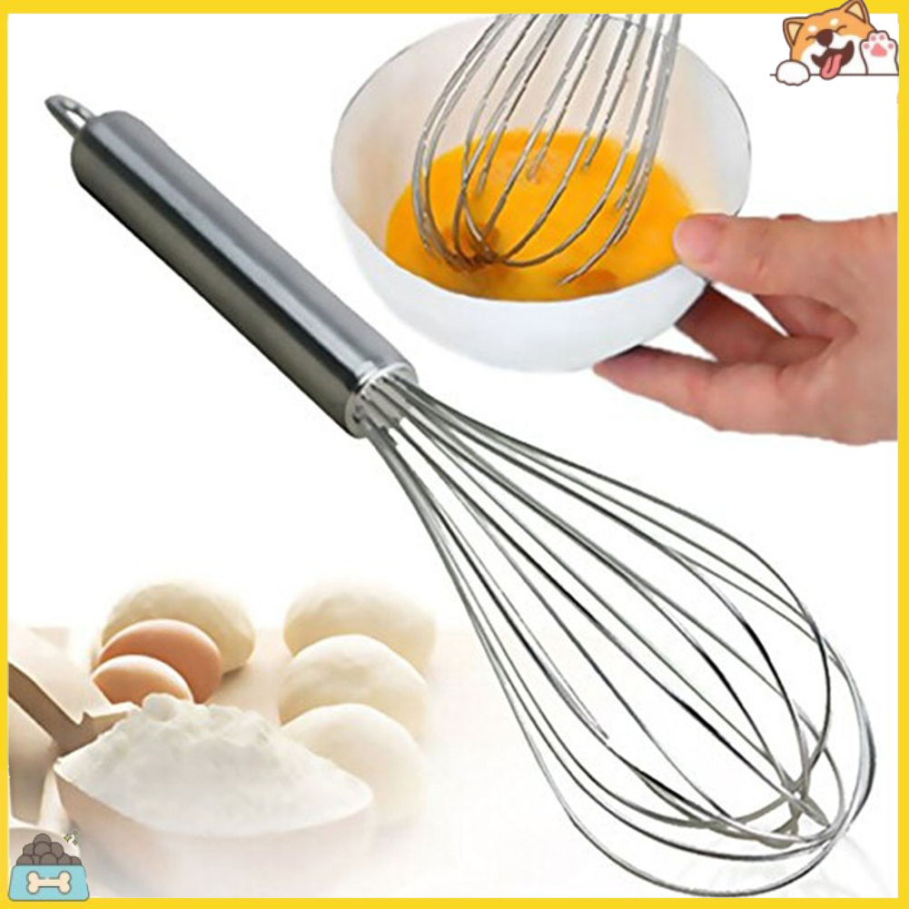 Dụng cụ đánh trứng cầm tay bằng thép không gỉ 8/10/12&quot; tiện dụng