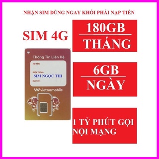 Sim 4G 1 Năm VietNam Tặng 180GB /Tháng +Gọi Miễn Phí hottt ***