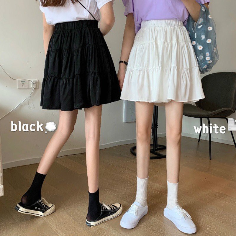 Chân Váy Chữ A Xòe 2 Tầng - Đầm Nữ Chất Voan Kèm Lót 2 Màu - Chân Váy Đen Trắng CV13 | BigBuy360 - bigbuy360.vn