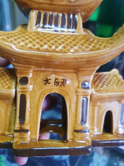 CỔNG TAM QUAN TRÁNG MEN TRANG TRÍ HỒ CÁ NON BỘ 14X6X13CM