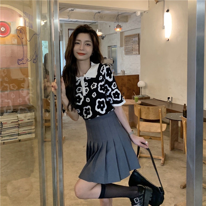 Áo polo Dệt Kim Mỏng Dáng Rộng Kiểu Pháp Thời Trang Mùa Hè Cho Nữ