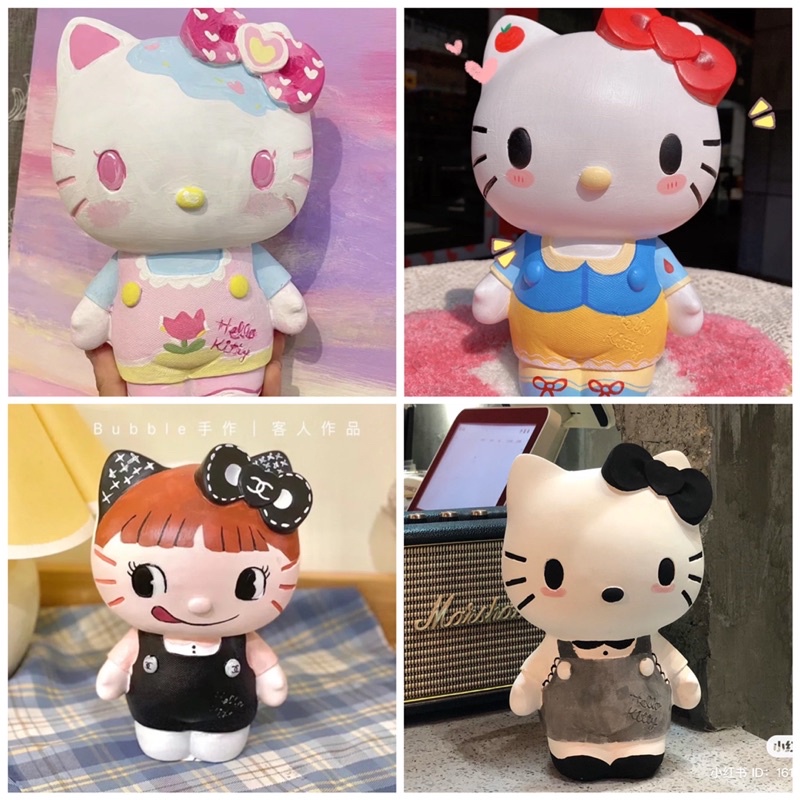 Tượng Hello Kitty Tô Màu - Đồ chơi thạch cao tô màu handmade DIY - Kèm màu nước và cọ