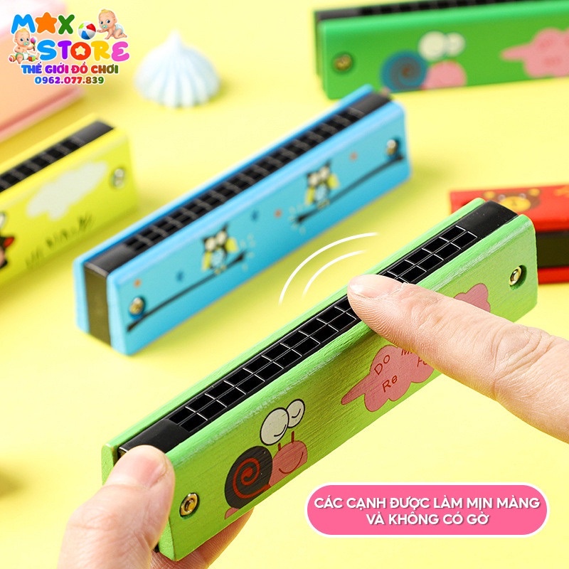 Kèn Harmonica gỗ 32 Lỗ cho bé Hoa Văn Thú Vị Giúp Bé Cảm Thụ Âm Nhạc