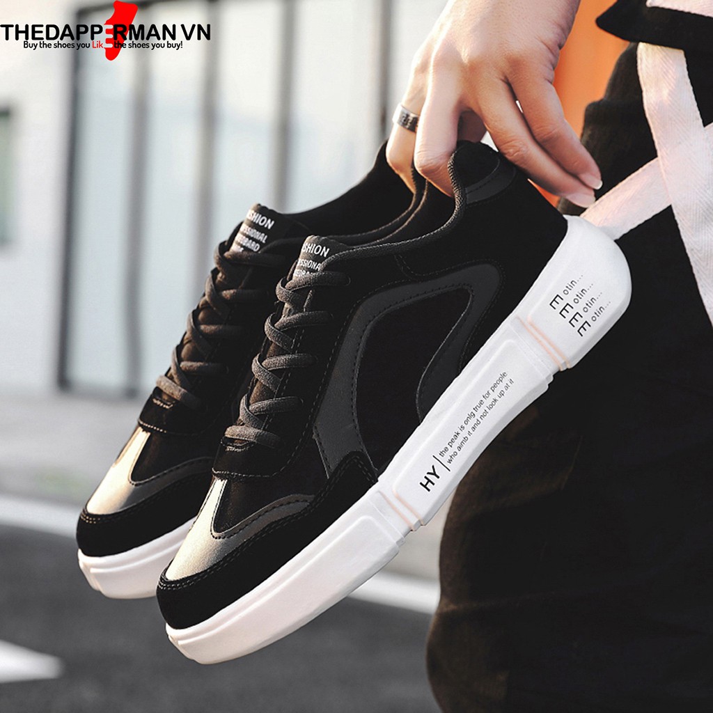 Giày thể thao sneaker nam THEDAPPERMAN WD887 chất liệu da lộn, đế cao su nhiệt dẻo, êm chân, chống trơn trượt, màu đen