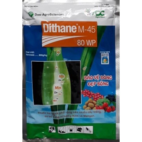 DITHANE M-45 80WP gói 250gr Chuyên trị: Cháy lá, vàng lá, mốc sương, Rỉ sắt, Thán thư và vài trăm nấm bệnh thông dụng