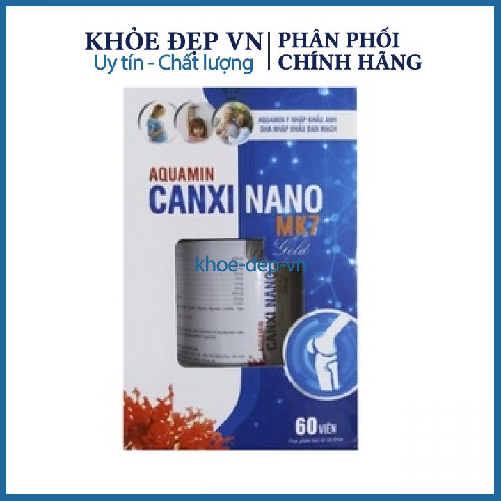 Viên uống bổ sung canxi Aquamin Canxi Nano MK7 Gold giúp tăng chiều cao, giảm còi xương – Hộp 60 viên