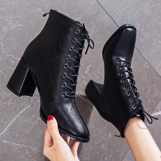 Giày Boot da gót Vuông đế cao 7cm