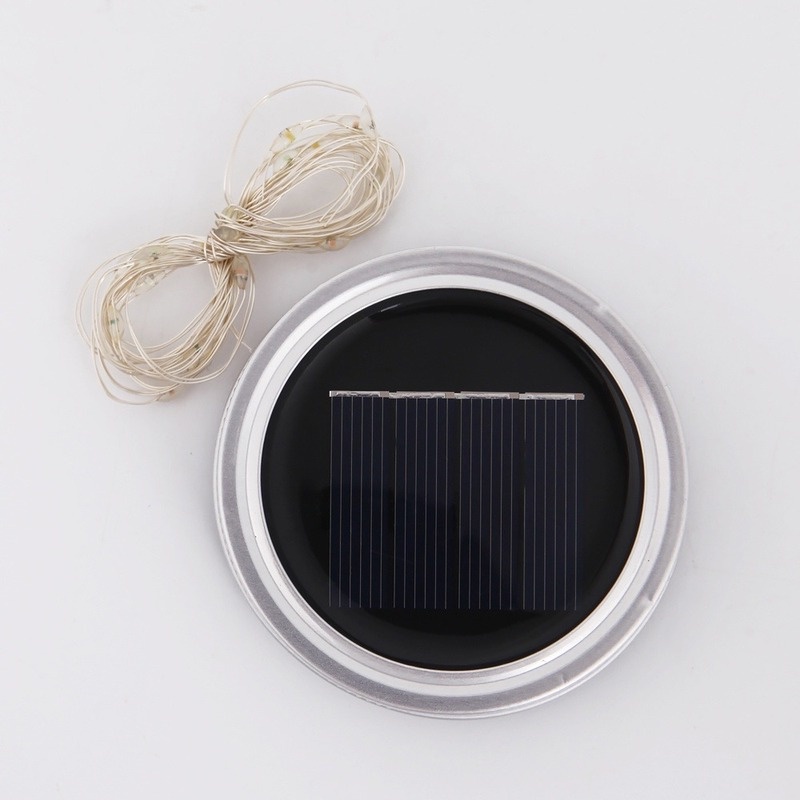 Dây đèn LED 10/20 bóng gắn nắp hũ Mason thay đổi màu sắc dùng năng lượng mặt trời sáng tạo trang trí tiệc ngoài trời