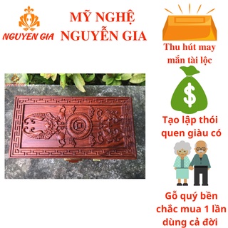 Hộp đựng tiền phong thủy Tài Lộc bằng gỗ Hương