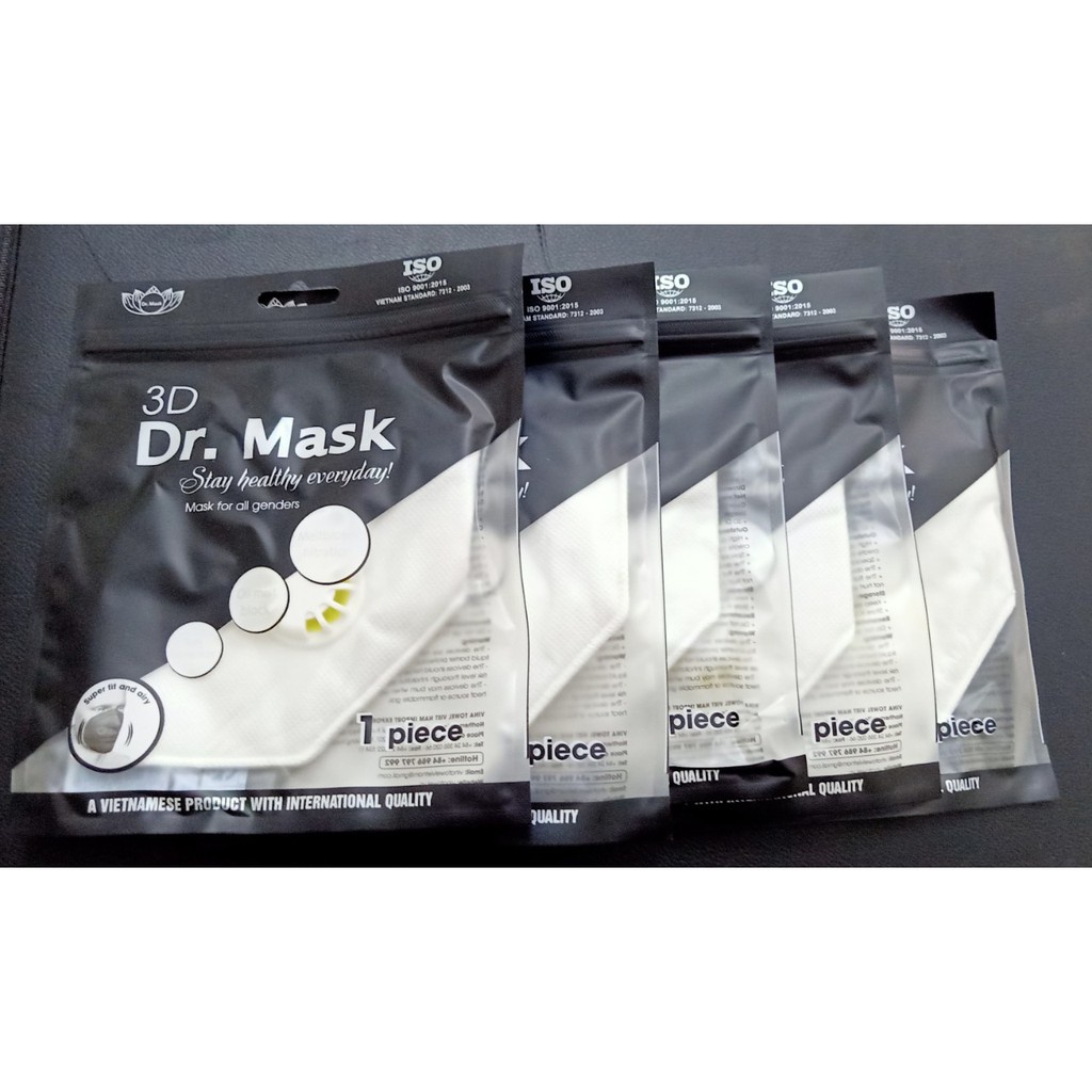 [Túi 1 Chiếc] Khẩu Trang 3D Dr Mask Có Van Thở (4 Lớp) Tái sử dụng 7 lần Làm Từ 100% Vải PP, Xuất Khẩu Cao Cấp